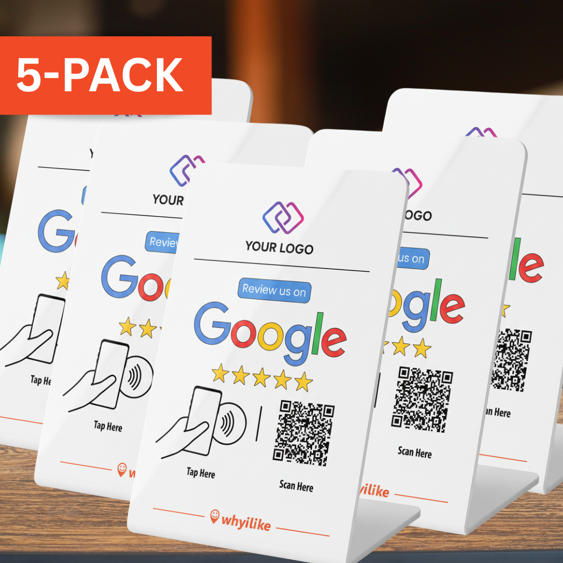 5-Pack - whyilike Google Review Stand – NFC + QR Code Review Generator (Copy)