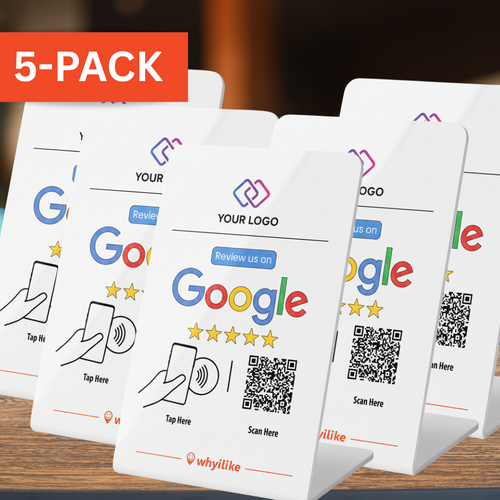 5-Pack - whyilike Google Review Stand – NFC + QR Code Review Generator (Copy)