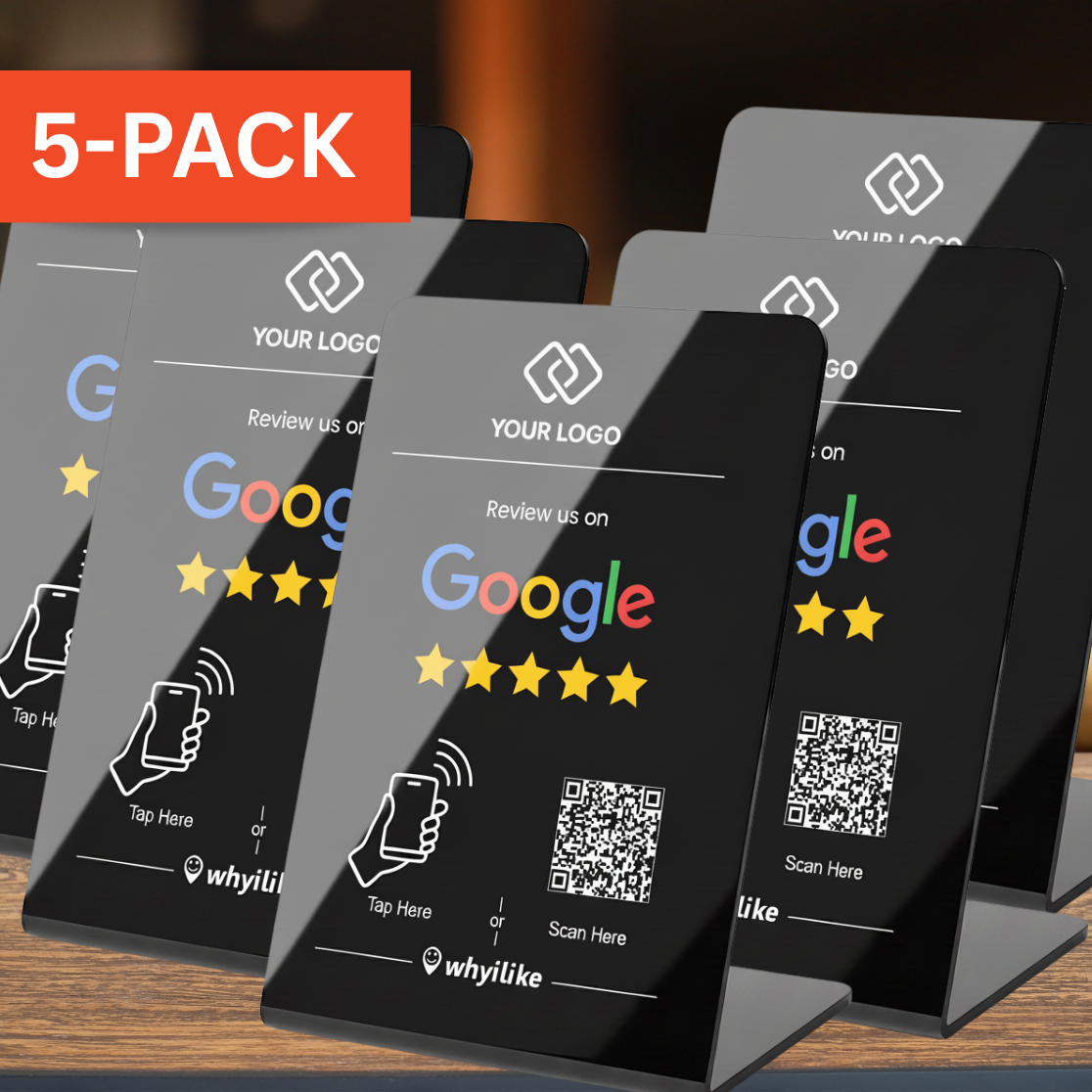 5-Pack - whyilike Google Review Stand – NFC + QR Code Review Generator (Copy)