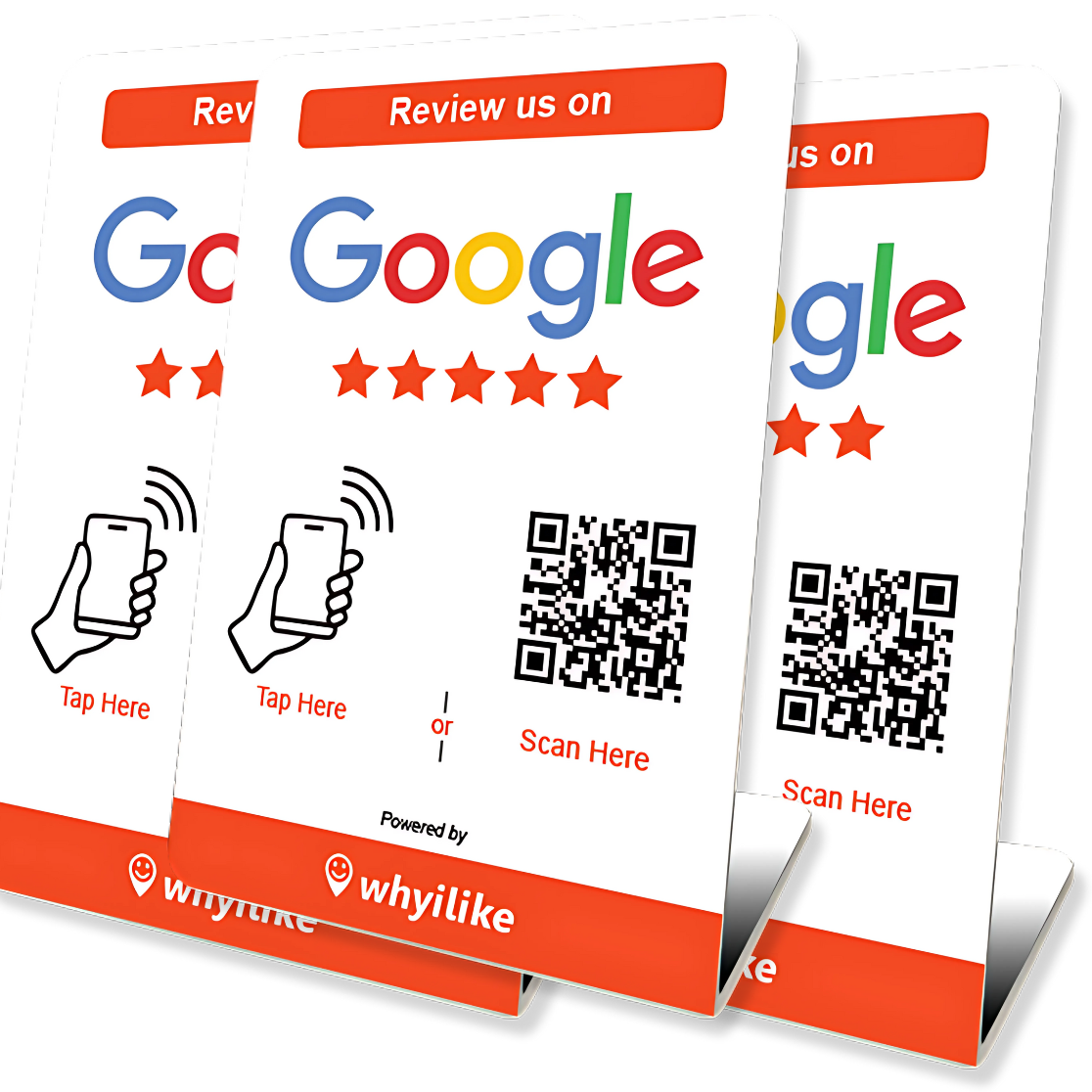 3-Pack - whyilike Google Review Stand – NFC + QR Code Review Generator