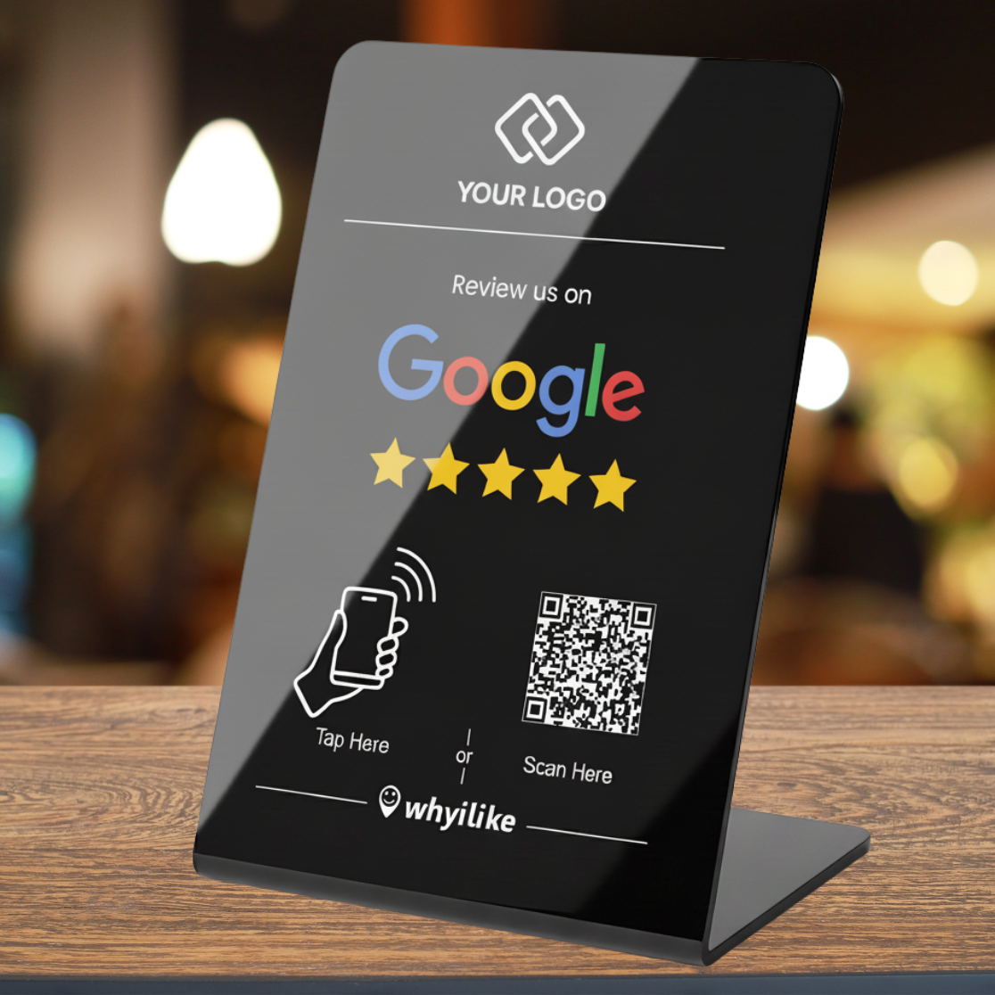 whyilike Google Review Stand – NFC + QR Code Review Generator