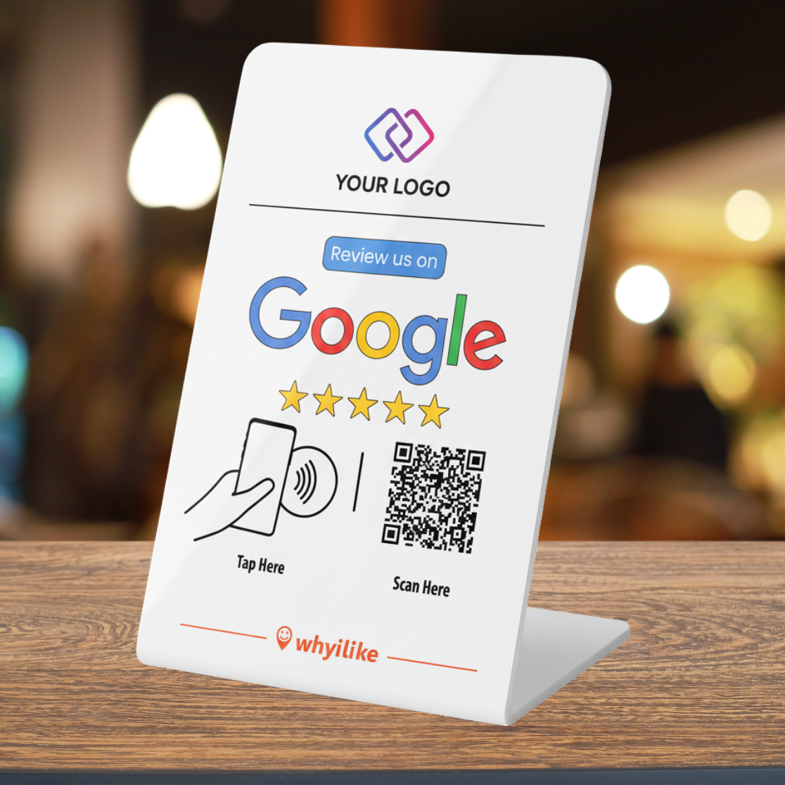 whyilike Google Review Stand – NFC + QR Code Review Generator