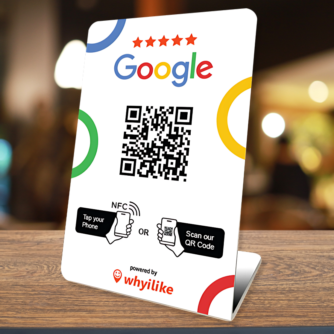 whyilike Google Review Stand – NFC + QR Code Review Generator Spheres