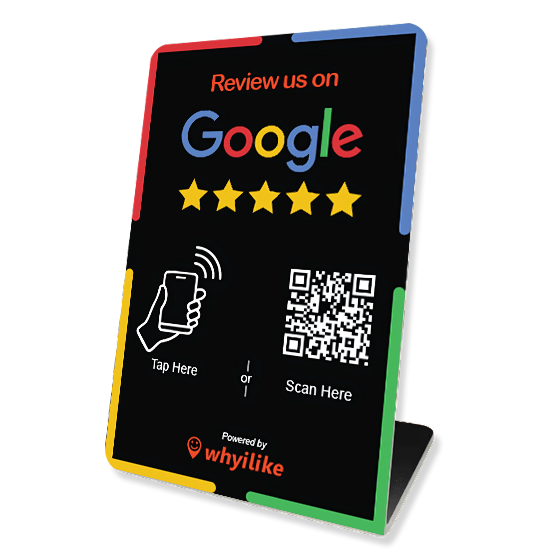 whyilike Google Review Stand – NFC + QR Code Review Generator Black