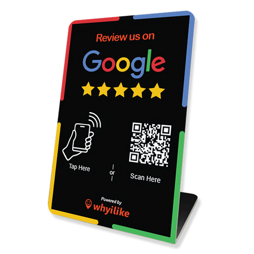 whyilike Google Review Stand – NFC + QR Code Review Generator Black