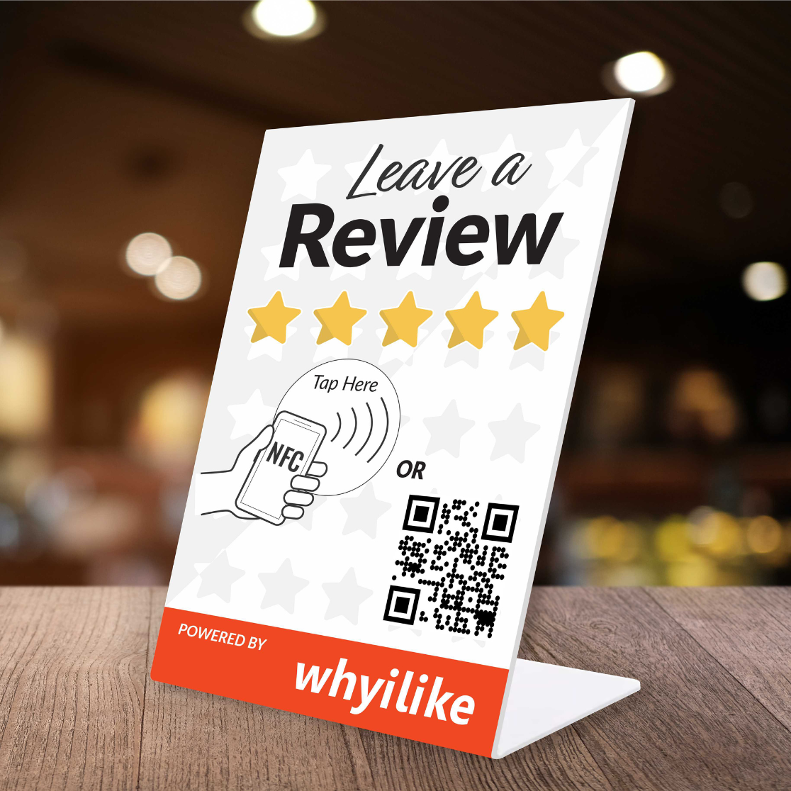 whyilike Google Review Stand – NFC + QR Code Review Generator Stars at Middle