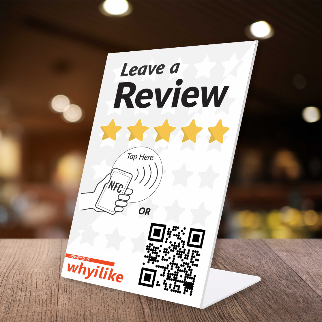 whyilike Google Review Stand – NFC + QR Code Review Generator No Bar
