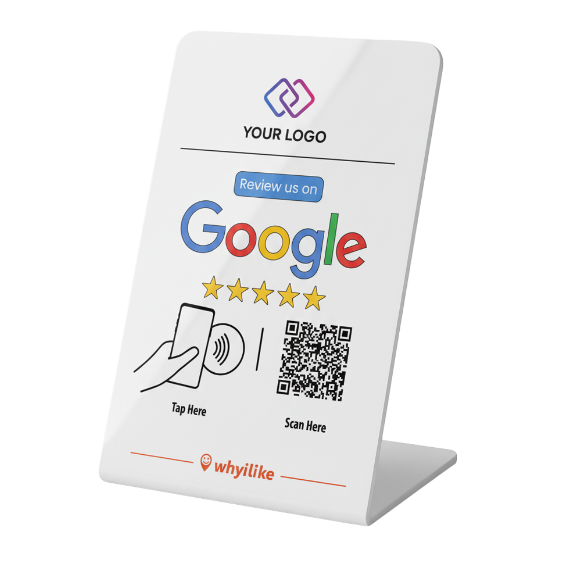 whyilike Google Review Stand – NFC + QR Code Review Generator