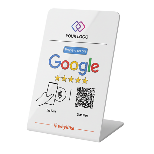 whyilike Google Review Stand – NFC + QR Code Review Generator