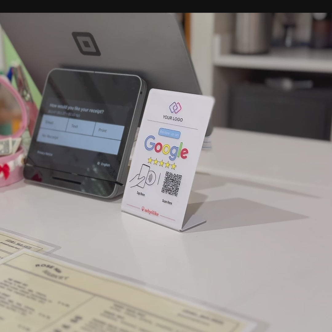 whyilike Google Review Stand – NFC + QR Code Review Generator